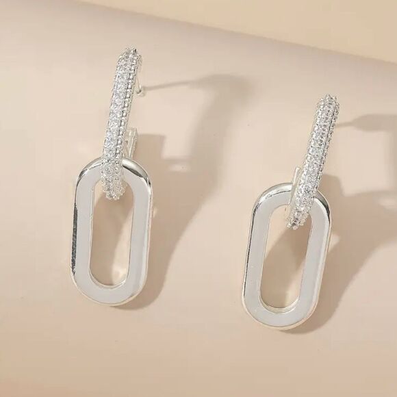 Naked Hanger Zircon Decor, 18K Gold Plated Silver Earrings - Picture 5 of 5